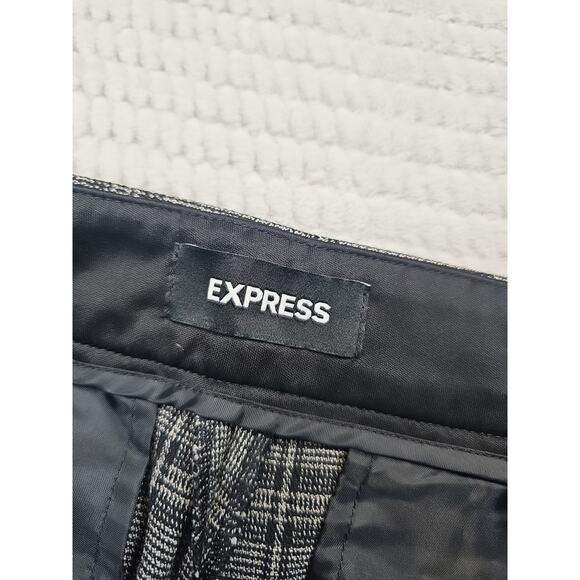 Express Pants Womens 4 Short Ankle High Rise Gray & Black Plaid - Picture 5 of 9